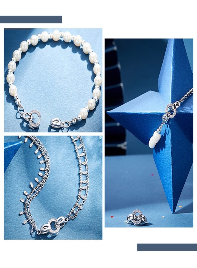 CHGCRAFT 5 Set 25.5mm Brass Micro Pave Cubic Zirconia Fold Over Clasps Oval Shaped Long-Lasting Real Platinum Plated Clasps for Jewelry Making - Image 5