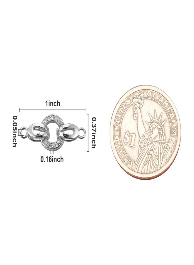 CHGCRAFT 5 Set 25.5mm Brass Micro Pave Cubic Zirconia Fold Over Clasps Oval Shaped Long-Lasting Real Platinum Plated Clasps for Jewelry Making - Image 2