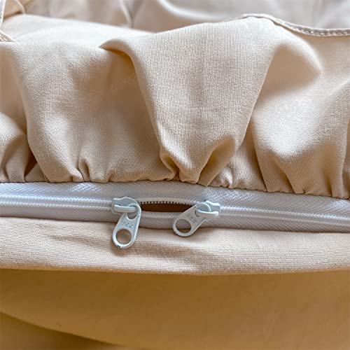 MOOWOO Chic Ruffle Lace Polyester Duvet Cover Set - Luxury Premium Champagne Bedding-2 Piece Twin Duvet Cover with Zipper Closure -Ultra Soft and Light Weightt (Champagne, Twin)-NO Including Comforter - Image 3
