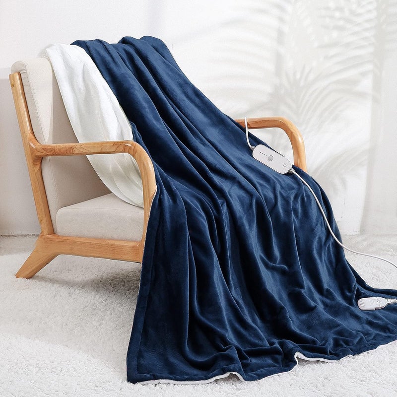 CURECURE Electric Blanket with Auto Shut Off, 4 Heating Levels, 9 Hours Auto Shut Off Timer, Overheat Protection Electric Blanket 180 x 130 cm - Image 1