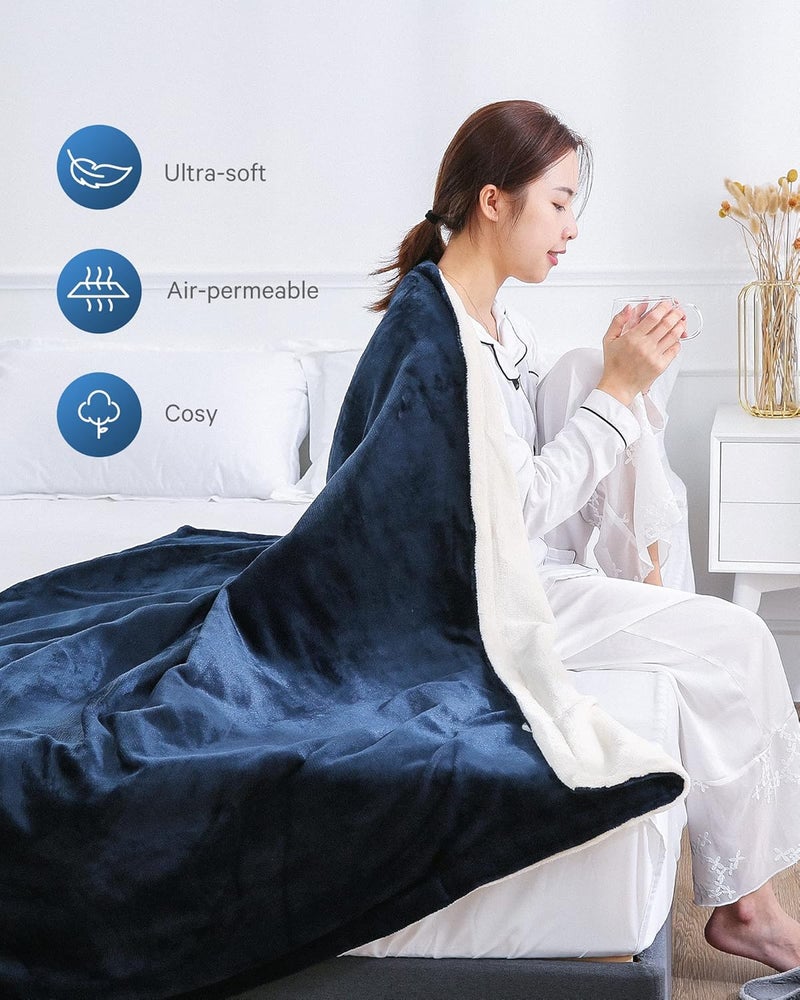 CURECURE Electric Blanket with Auto Shut Off, 4 Heating Levels, 9 Hours Auto Shut Off Timer, Overheat Protection Electric Blanket 180 x 130 cm - Image 3