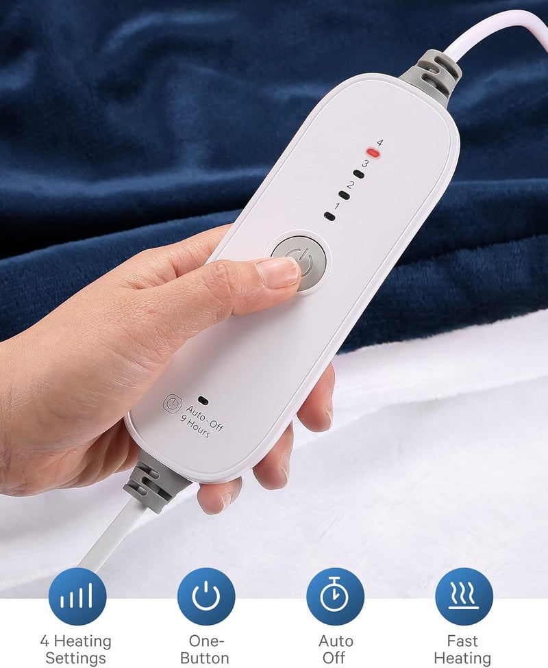 CURECURE Electric Blanket with Auto Shut Off, 4 Heating Levels, 9 Hours Auto Shut Off Timer, Overheat Protection Electric Blanket 180 x 130 cm - Image 2