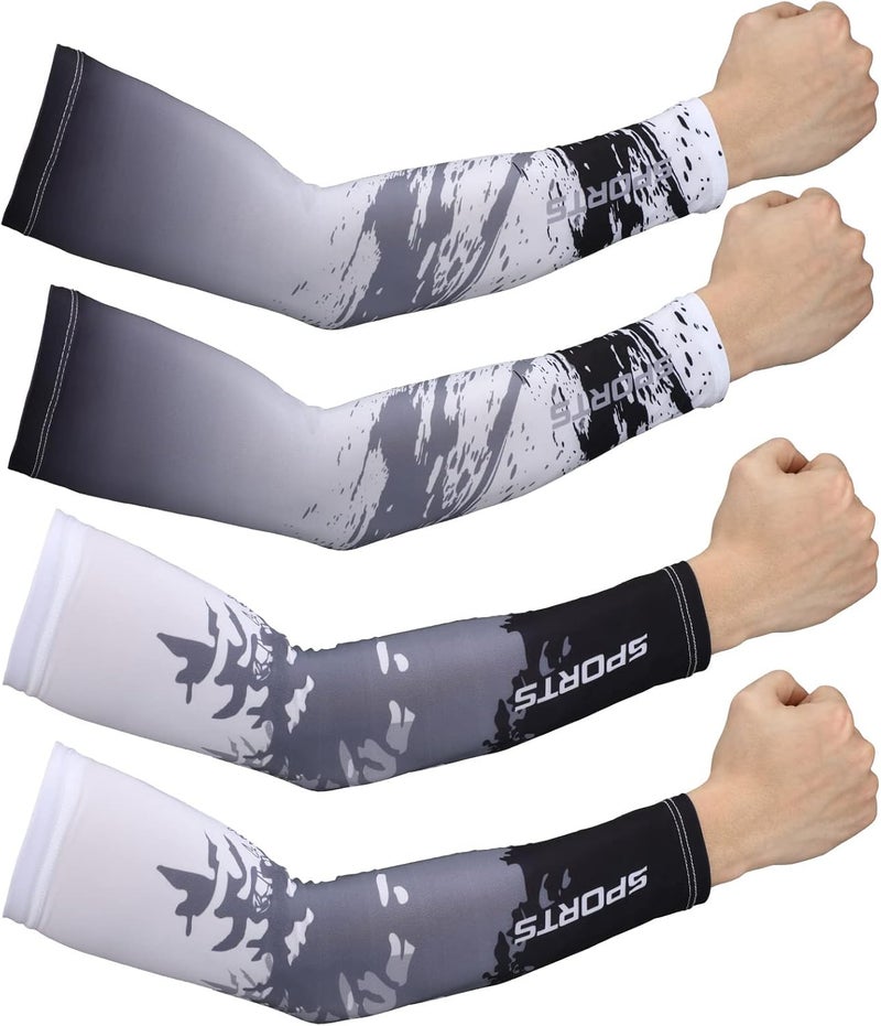 MAKINGTEC 4 Pairs UV Sun Protection Arm Sleeves for Men and Women - Anti Slip Compression Cooling Sleeves - Image 1