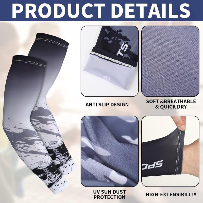 MAKINGTEC 4 Pairs UV Sun Protection Arm Sleeves for Men and Women - Anti Slip Compression Cooling Sleeves - Image 4