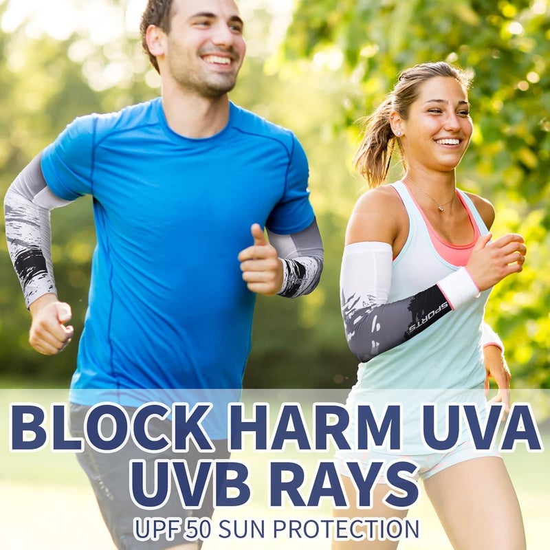 MAKINGTEC 4 Pairs UV Sun Protection Arm Sleeves for Men and Women - Anti Slip Compression Cooling Sleeves - Image 3