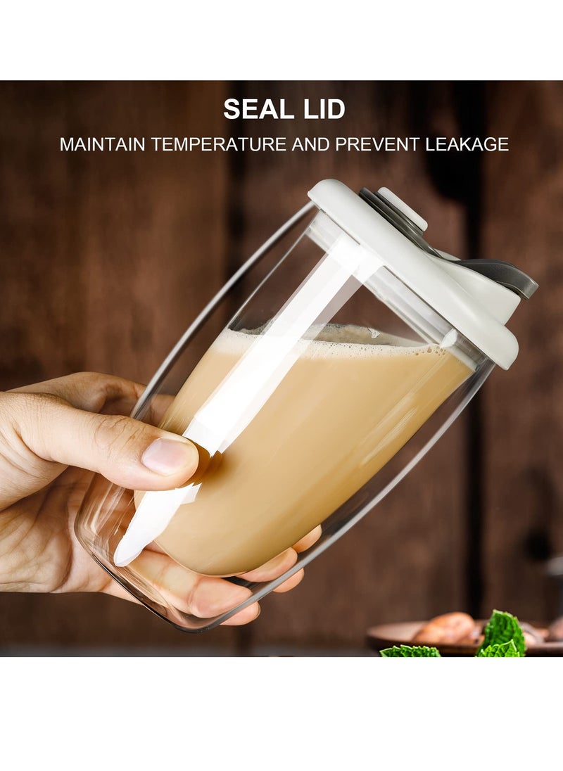 Excefore - كوب قهوة زجاجي مزدوج الجدار مع غطاء سيليكون - 15 أونصة كوب معزول للمشروبات الساخنة والباردة - كوب زجاجي مزدوج الجدار عالي البورسليكات للسفر والاستخدام المنزلي (رمادي) - Image 1