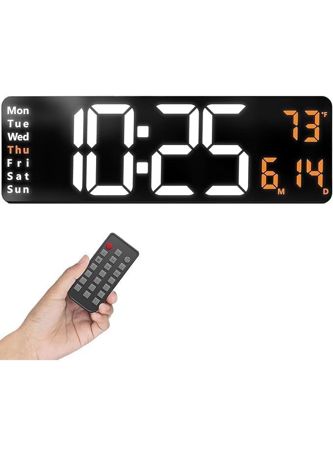 zentora Large Digital LED Wall Clock (13 Inch), Modern Big Clock with Remote Control, Automatic Brightness Dimmer, Displays Date, Week, and Temperature, for Living Room Decor - Image 1