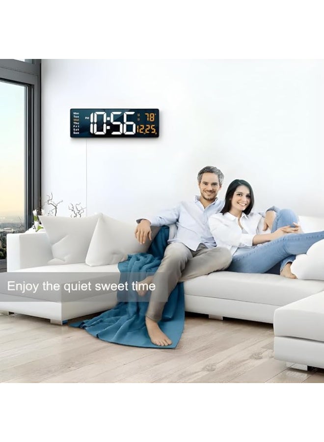 zentora Large Digital LED Wall Clock (13 Inch), Modern Big Clock with Remote Control, Automatic Brightness Dimmer, Displays Date, Week, and Temperature, for Living Room Decor - Image 3
