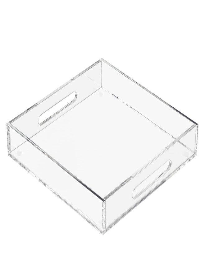 KOTEMON Acrylic Serving Tray, Spill-Proof, Acrylic Decorative Tray Letter Tray with Handles, 12"x12", Clear - Image 1