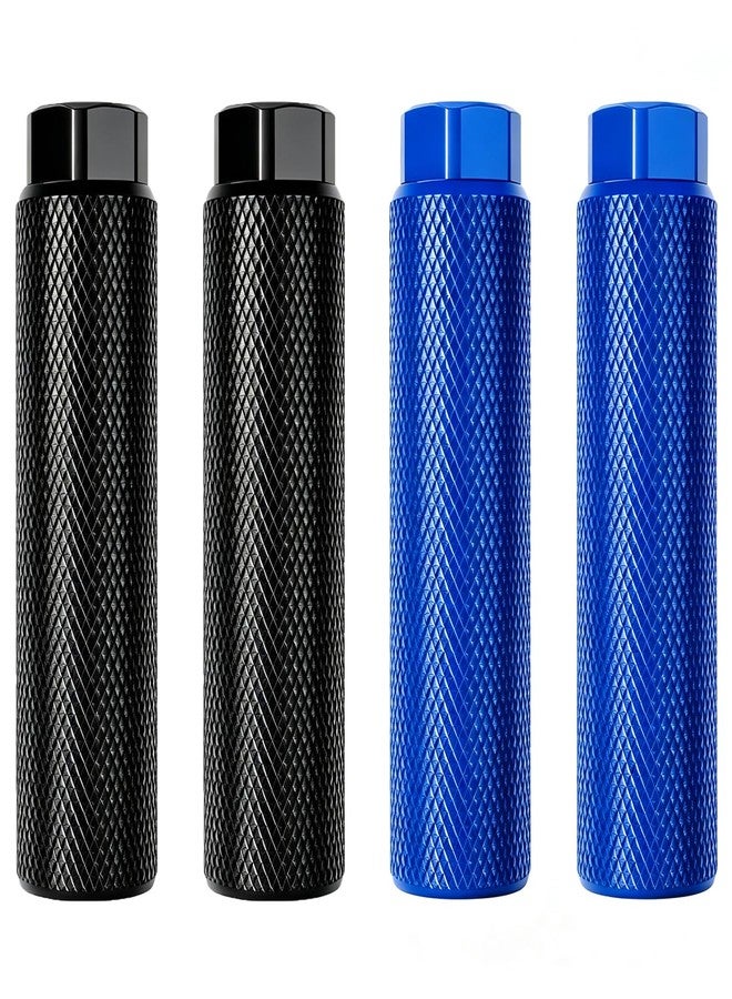 Zelerdo 2 Pairs Aluminum Alloy Bike Pegs for Mountain Bike Cycling Rear Stunt Pegs Fit 3/8 inch Axles (Pure Black and Blue, 100x28 mm) - Image 1