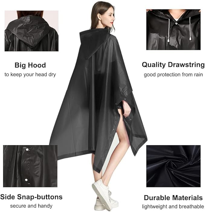 CHANEDE Rain Poncho, [Pack of 2] Portable EVA Raincoat with Hood Reusable Rain Coats Emergency Camping Survival Kits - Image 4