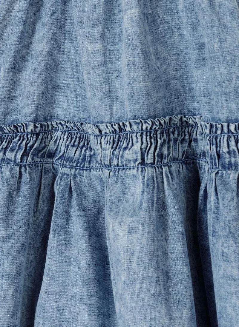 MINOTI Kids Girls Denim Tiered Dress