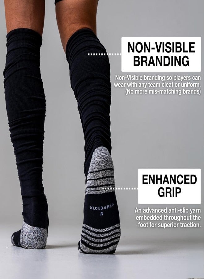 KUTFTBL Pre-Scrunched Football Socks with Built-In Elastic Bands, Moisture-Wicking Performance Fabric, Cushioned Heel & Toe, Low-Profile Branding, Size 10-13 – Black - Image 5