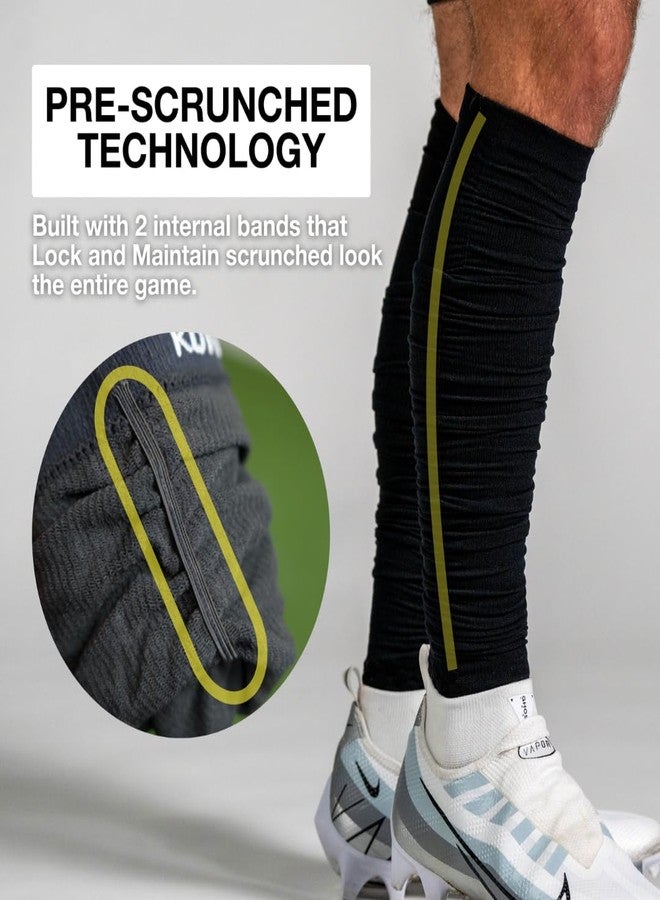 KUTFTBL Pre-Scrunched Football Socks with Built-In Elastic Bands, Moisture-Wicking Performance Fabric, Cushioned Heel & Toe, Low-Profile Branding, Size 10-13 – Black - Image 4