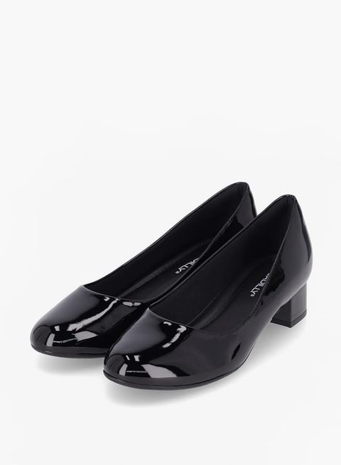 Women Round Toe Slip-On Shoes with Block Heels