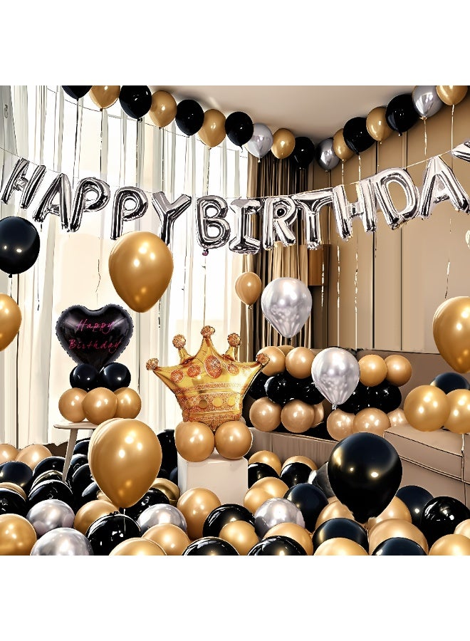 55-PCS Yellow Black Silver Latex Decorative Balloon - Image 1