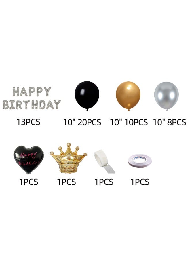 55-PCS Yellow Black Silver Latex Decorative Balloon - Image 3