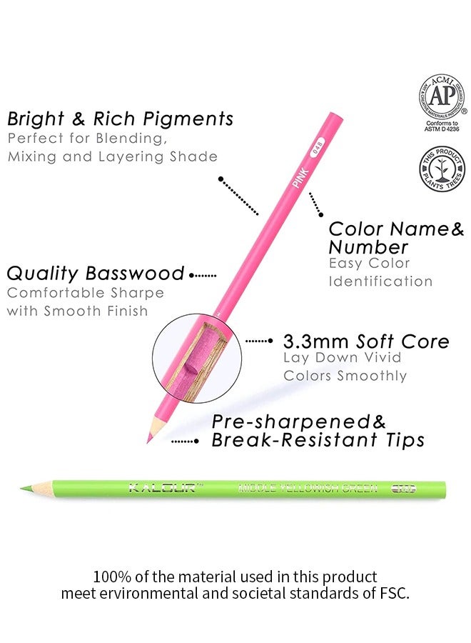 كالور مجموعة أقلام الرصاص الملونة  180 للكبار الفنانين - 3.3 ملم صبغة غنية لينة الأساسية - 12 قلم رصاص معدني - قائم على الشمع - مثالي لتلوين الرسم ومزج التظليل - لون نابض بالحياة （علبة من الصفيح） - Image 5