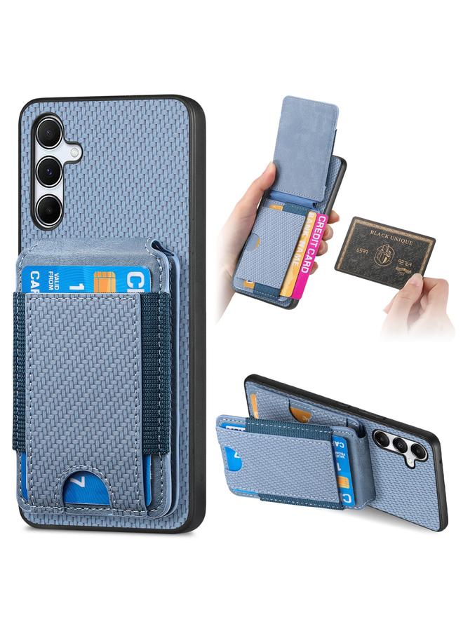 اس-توب جراب لهاتف Samsung Galaxy A55 5G مصنوع من ألياف الكربون مع حامل عمودي قابل للطي - Image 1