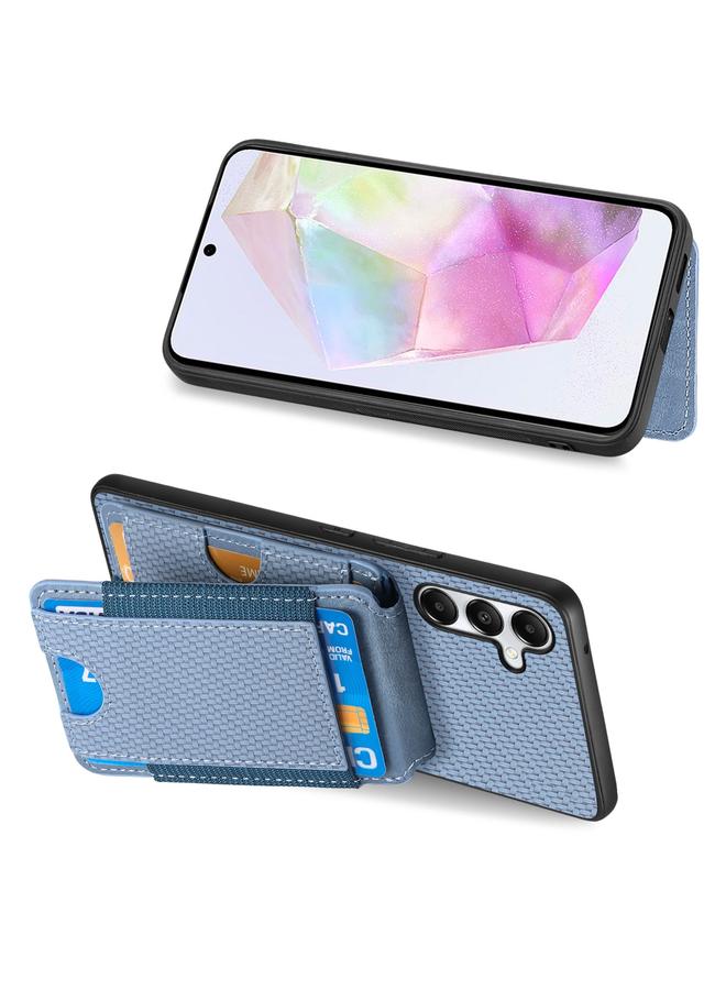 اس-توب جراب لهاتف Samsung Galaxy A55 5G مصنوع من ألياف الكربون مع حامل عمودي قابل للطي - Image 5