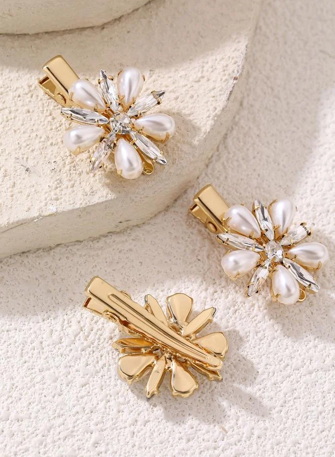 Take Two Take Two Golden Embellished Floral Hair Clip