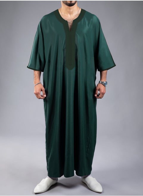 Mid-sleeve embroidery national style Moroccan men's robes plus size