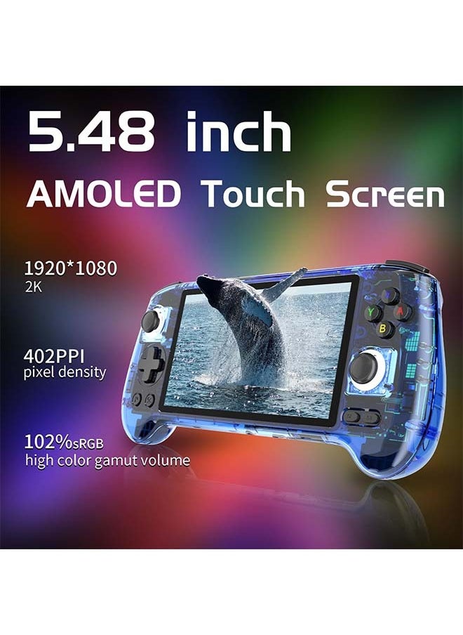 ANBERNIC  - ANBERNIC RG556 Handheld Game Console Unisoc T820 Android 13 5.48 inch AMOLED Screen 5500mAh WIFI Bluetooth Retro Video Players (Blue 256G) - Image 1