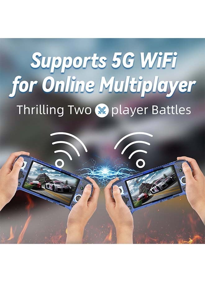 ANBERNIC  - ANBERNIC RG556 Handheld Game Console Unisoc T820 Android 13 5.48 inch AMOLED Screen 5500mAh WIFI Bluetooth Retro Video Players (Blue 256G) - Image 1