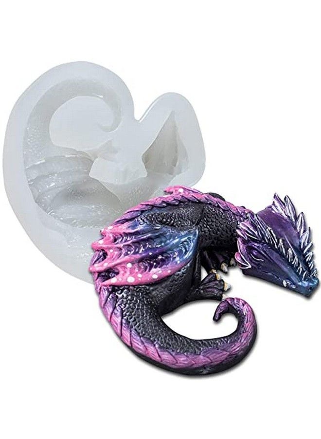 FUNSHOWCASE Fire Dragon Asleep Epoxy Resin Silicone Mold For Fondant Cake Decorating Concret Cement Polymer Clay Around 4Inch  - Image 1