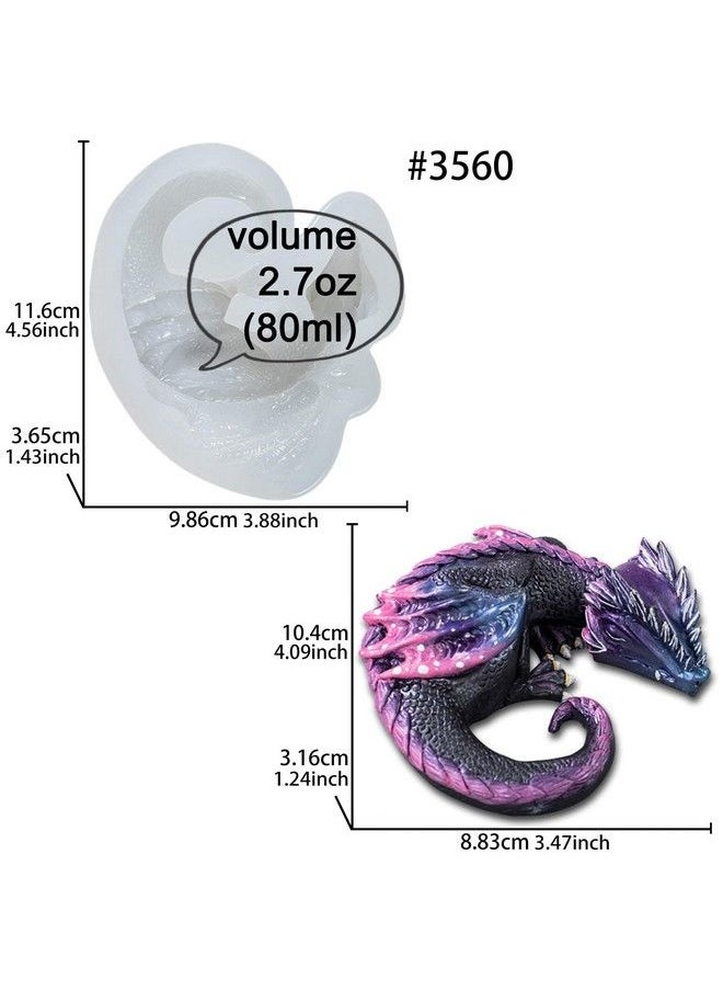 FUNSHOWCASE Fire Dragon Asleep Epoxy Resin Silicone Mold For Fondant Cake Decorating Concret Cement Polymer Clay Around 4Inch  - Image 3