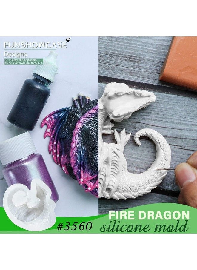 FUNSHOWCASE Fire Dragon Asleep Epoxy Resin Silicone Mold For Fondant Cake Decorating Concret Cement Polymer Clay Around 4Inch  - Image 4