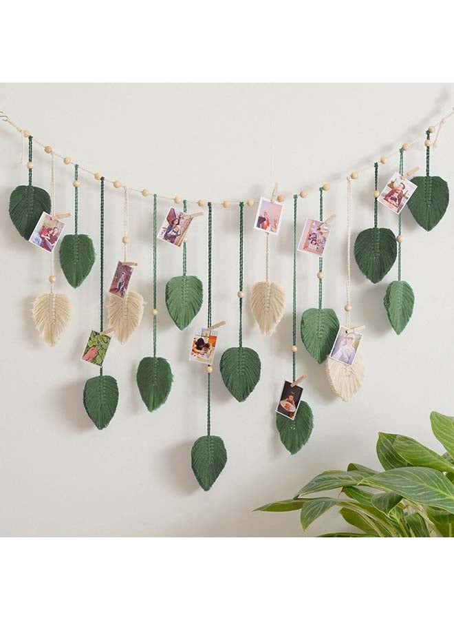 انتيكيانو ريشة مكرمية للتعليق على الحائط بتصميم اوراق شجر بوهو مصنوع يدويا 47x29 inch - Image 1