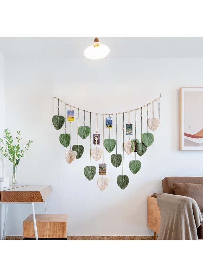 انتيكيانو ريشة مكرمية للتعليق على الحائط بتصميم اوراق شجر بوهو مصنوع يدويا 47x29 inch - Image 2