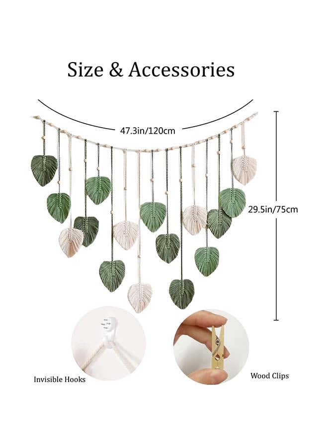 انتيكيانو ريشة مكرمية للتعليق على الحائط بتصميم اوراق شجر بوهو مصنوع يدويا 47x29 inch - Image 4