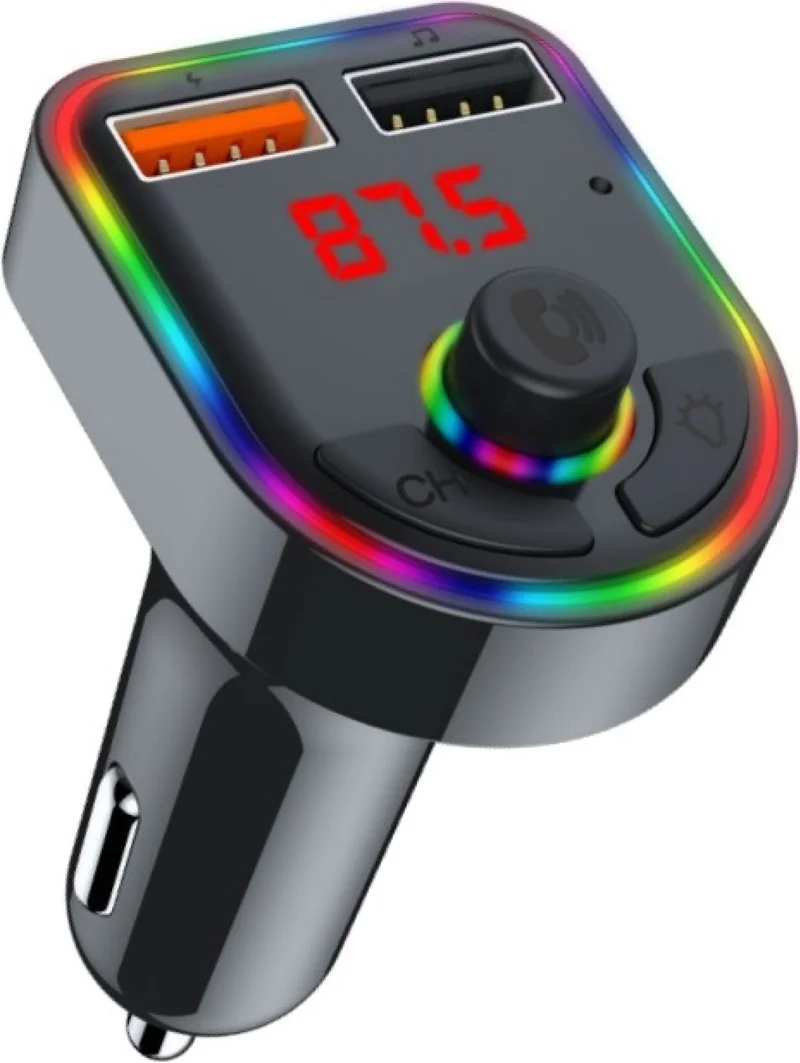 CONCORD C-616 Bluetooth Calling and Music Listening Rgb FM Transmitter with Screen Dual USB Charging Usb/tf