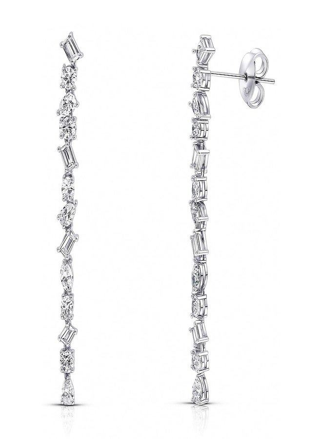 بيركيل أقراط متدلية كبيرة الحجم من الفضة الإسترلينية من بيريكل للنساء، مرصعة بالزركونيا المكعبة - Image 1