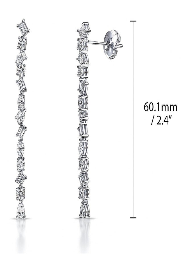 بيركيل أقراط متدلية كبيرة الحجم من الفضة الإسترلينية من بيريكل للنساء، مرصعة بالزركونيا المكعبة - Image 2