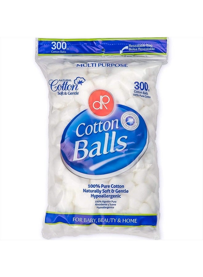 DecorRack 300 Small Cotton Balls for Make-Up, Nail Polish Removal, Pet Care, Applying Oil Lotion or Powder, Made from 100% Natural Cotton, Soft and Absorbent for Household Needs (300 Count) - Image 1