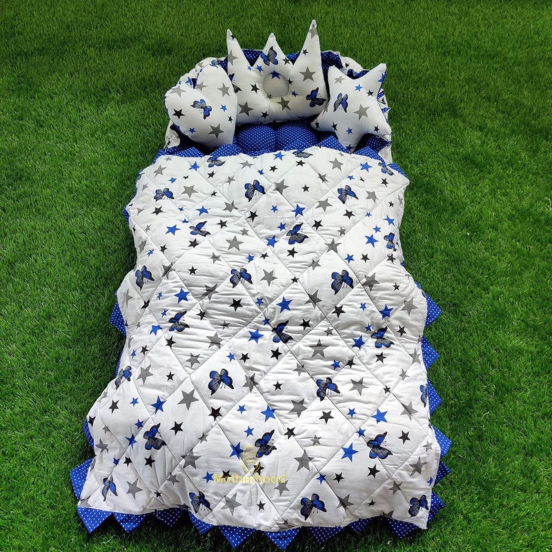 MOTHERHOOD MOTHERHOOD Rectangle Baby Tub Bed with 5 pc Baby Pillow and 1 Large Baby Blanket Luxury UltraSoft Comfortable Baby Mattress Bed Sleeper Bedding Set coSleeper for Newborn to Toddlers Blue - Image 2