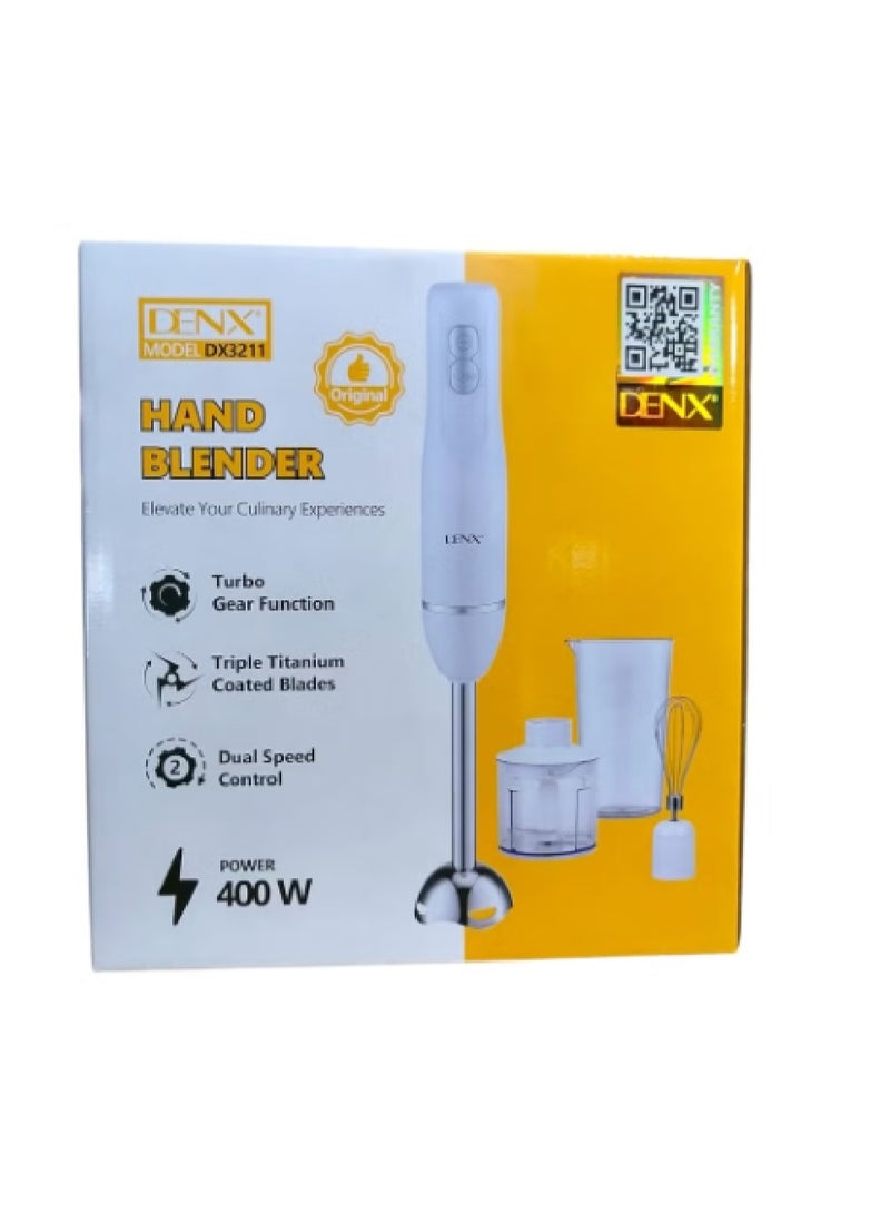 دينكس خلاط يدوي 4 في 1 بقوة 400 وات مع مطحنة ومخفق وكوب 700 مل لون أبيض - Image 2