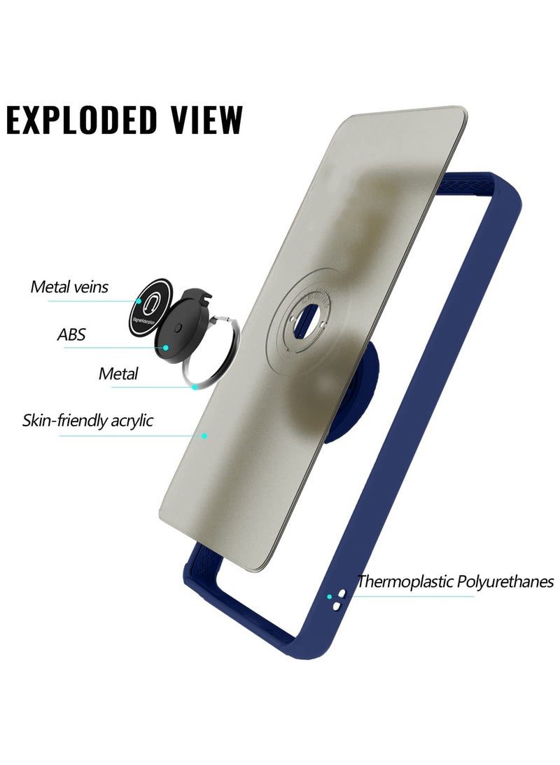 Wtech Finger Grip Magnetic Hold Kickstand Ring Finger With Built-in Iron Case Cover For Motorola Moto G84 5G 2023 Navy Blue - Image 5