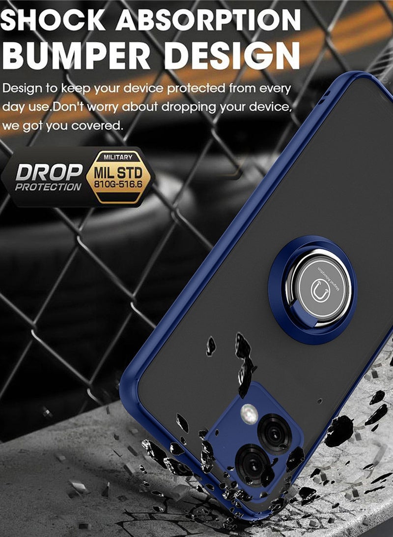 Wtech Finger Grip Magnetic Hold Kickstand Ring Finger With Built-in Iron Case Cover For Motorola Moto G84 5G 2023 Navy Blue - Image 4