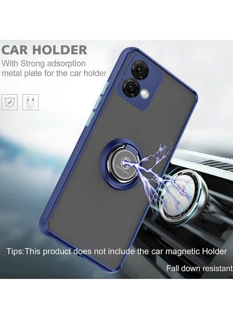 Wtech Finger Grip Magnetic Hold Kickstand Ring Finger With Built-in Iron Case Cover For Motorola Moto G84 5G 2023 Navy Blue - Image 3