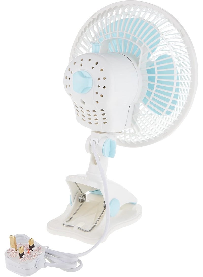 رقطة مروحة طاولة ومروحة بمشبك 2 في 1، مروحة مكتب محمولة بإعدادين للسرعة، محرك فائق الهدوء، وضعان متذبذبان وثابتان، غطاء شبكي أمان، أبيض/أزرق، 8 بوصات - Image 2
