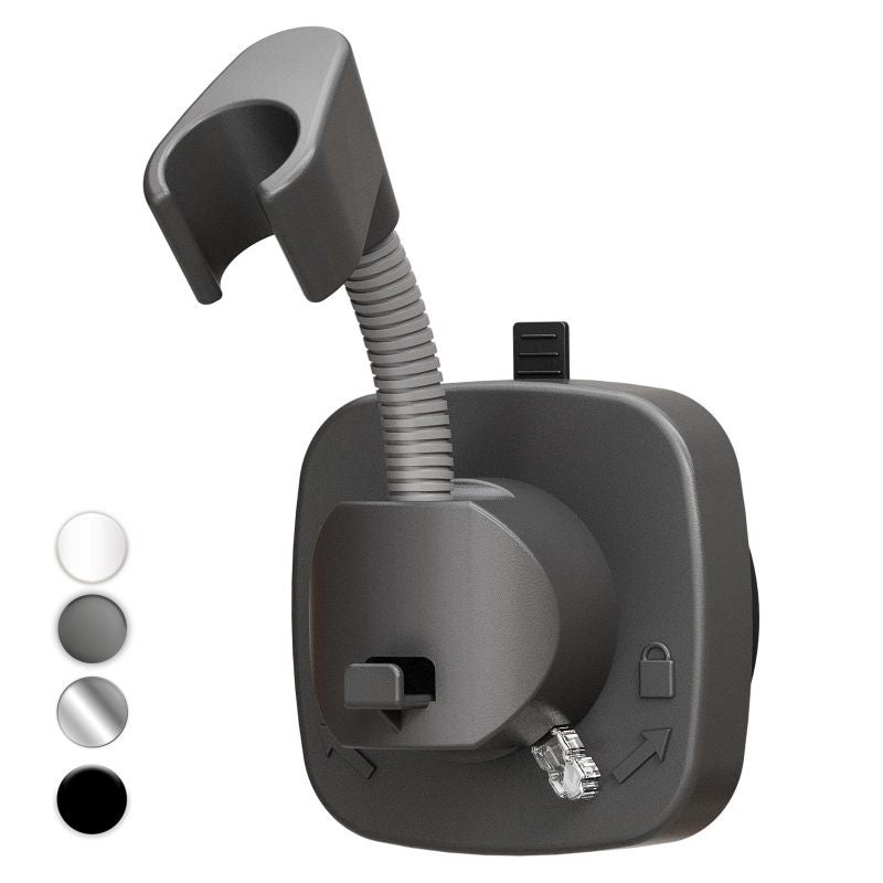 Suction Cup Shower Holder Grey Dual Strong Adhesion 360° Adjustable Shower Head Mount - Tool-Free Install Reusable Handheld Shower Bracket for Bathroom RV - Image 1