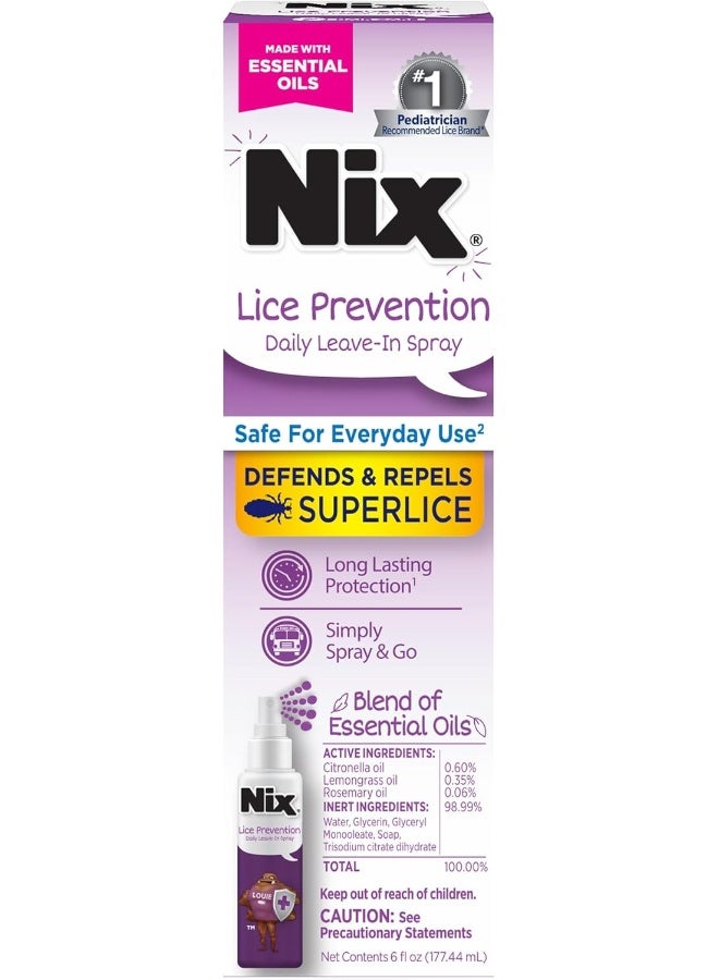 Nix Lice Prevention Spray for Kids, A Daily Leave-In Conditioning Spray to Repel Superlice, 6.0 fl oz - Image 1