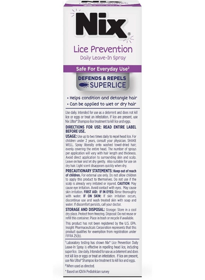 Nix Lice Prevention Spray for Kids, A Daily Leave-In Conditioning Spray to Repel Superlice, 6.0 fl oz - Image 2