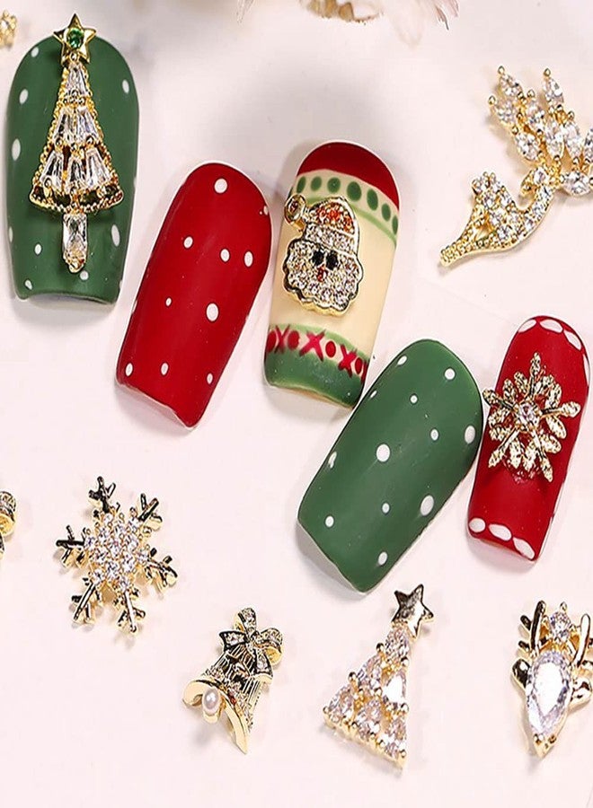 JALIYA 12pcs Christmas Nail Charms,Alloy Chrismas Nail Art Charms Nail Gems Nail Rhinestones Shiny Zircon Snowflake Elk Xmas Tree Chrismas Garland Nail Decor Rhinestones for Nails Jewelry Women Nail Supplies - Image 4