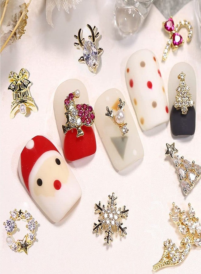 JALIYA 12pcs Christmas Nail Charms,Alloy Chrismas Nail Art Charms Nail Gems Nail Rhinestones Shiny Zircon Snowflake Elk Xmas Tree Chrismas Garland Nail Decor Rhinestones for Nails Jewelry Women Nail Supplies - Image 3
