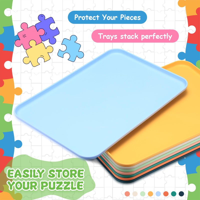 LOYIM 8 Pcs 12'' x 8.7'' Extra Large Puzzle Sorting Trays Stackable Puzzle Trays for Sorting Piece Sorter Jigsaw Storage Accessory for Sorting 2000/3000/5000/6000 Pieces - Image 3
